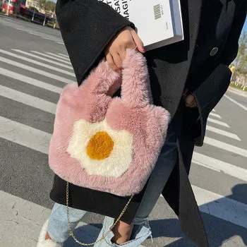 Kawaii Fluffy Egg Mini Tote Bag - Kawaii Bag