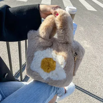 Kawaii Fluffy Egg Mini Tote Bag - Kawaii Bag