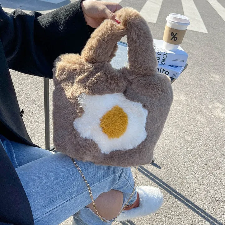 Kawaii Fluffy Egg Mini Tote Bag - Kawaii Bag