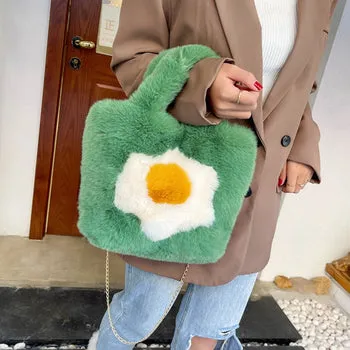 Kawaii Fluffy Egg Mini Tote Bag - Kawaii Bag