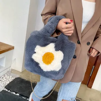 Kawaii Fluffy Egg Mini Tote Bag - Kawaii Bag