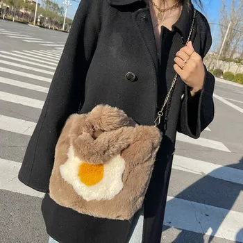 Kawaii Fluffy Egg Mini Tote Bag - Kawaii Bag