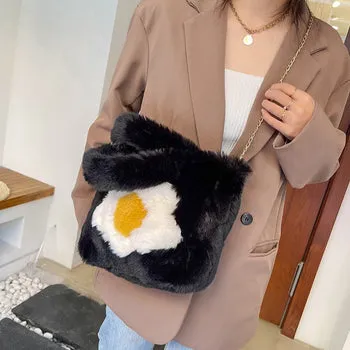 Kawaii Fluffy Egg Mini Tote Bag - Kawaii Bag