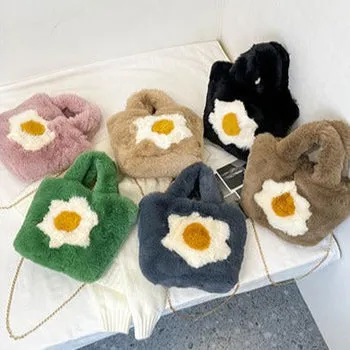 Kawaii Fluffy Egg Mini Tote Bag - Kawaii Bag