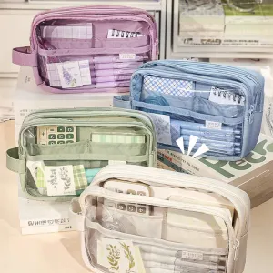 Large Clear Double Zipper Pencil Case