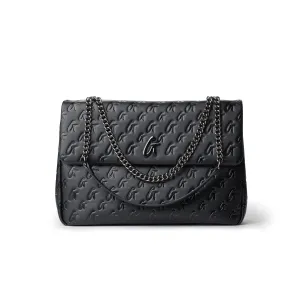 LARGE MONOGRAM FLAP BAG - BLACK