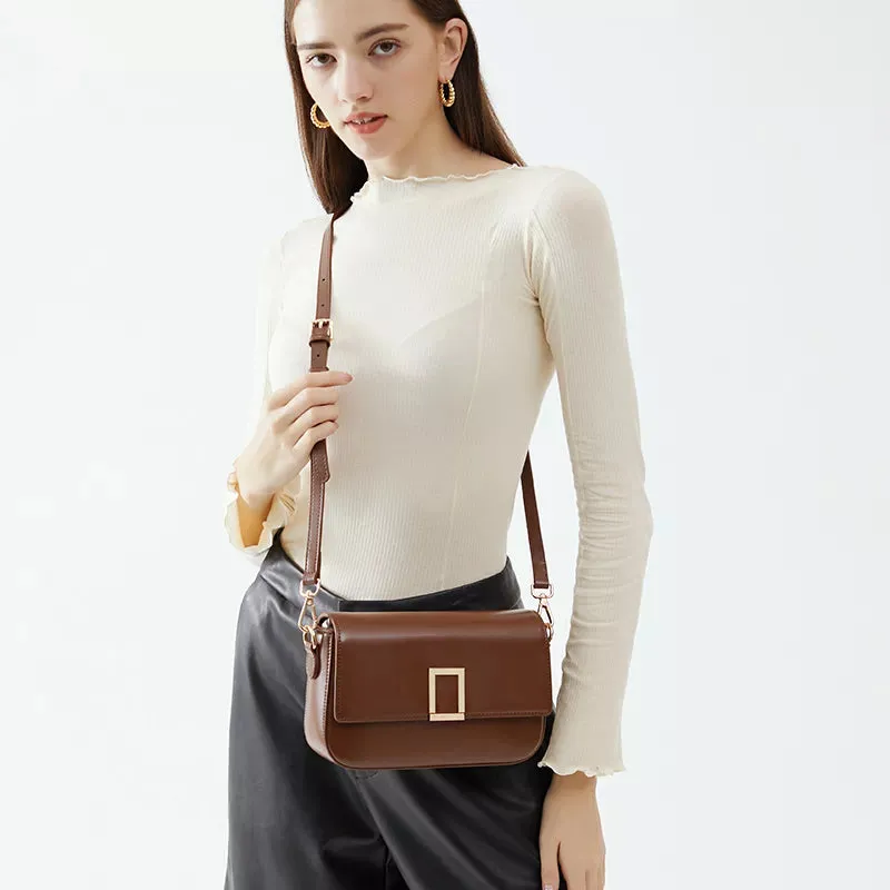 Leather Convertible Flap Crossbody Bag