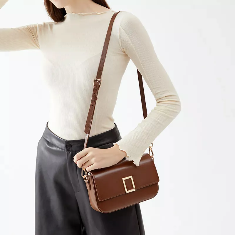 Leather Convertible Flap Crossbody Bag