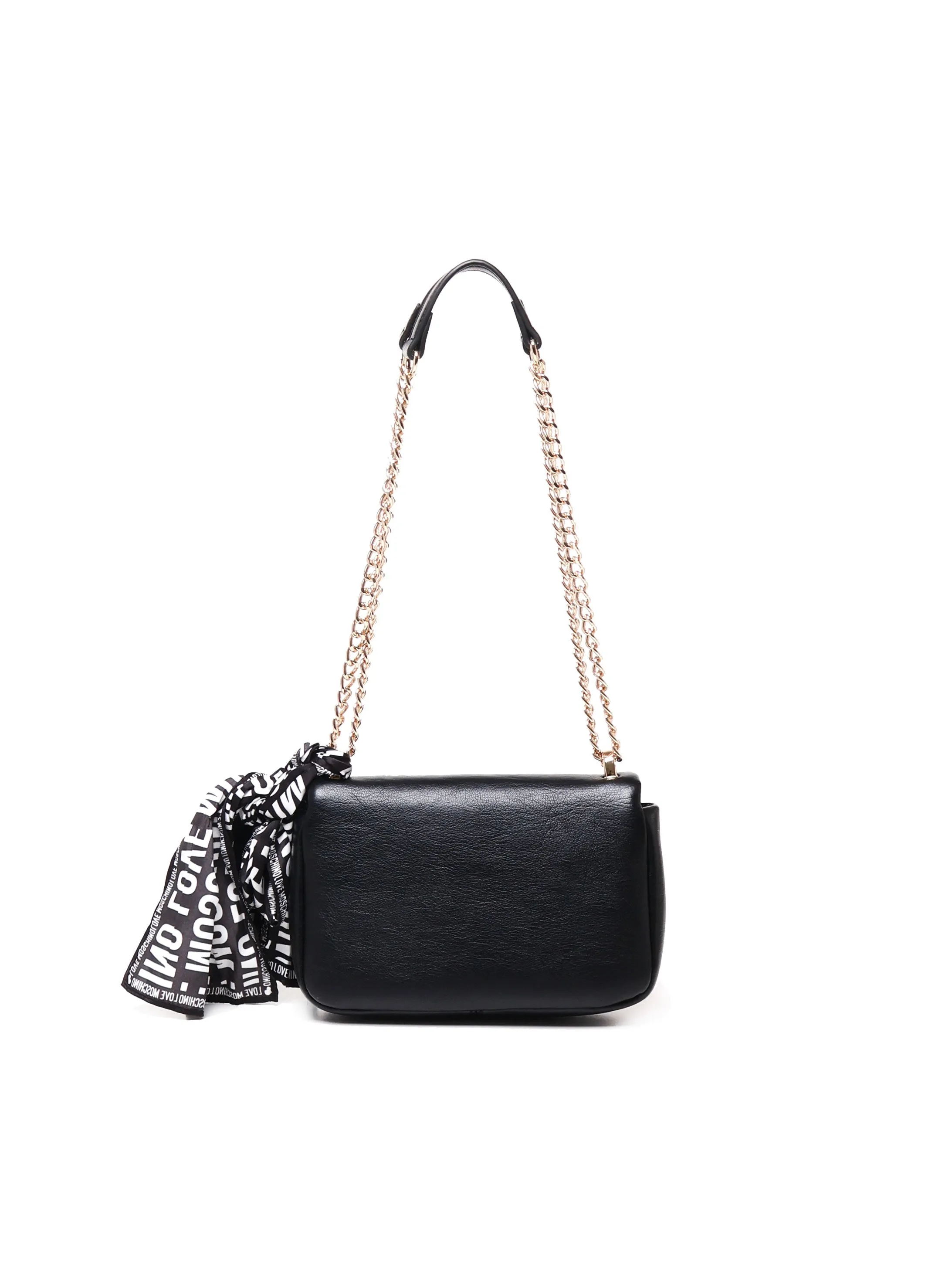 Leather Flap Shoulder Bag in Black