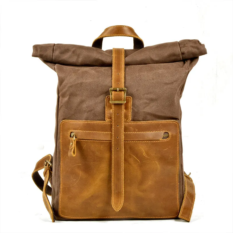 LEATHER WAXED CANVAS 16-INCH BACKPACK