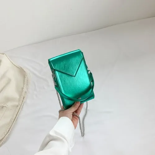 Leftside Mini Glossy Chain Leather Crossbody Bag