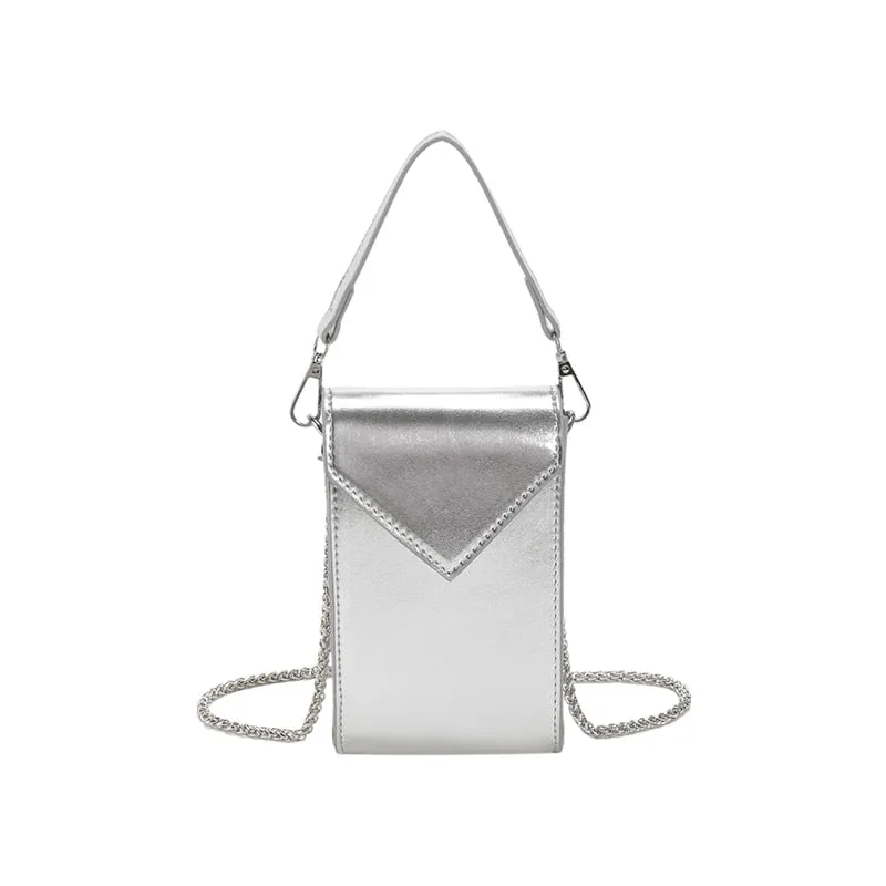 Leftside Mini Glossy Chain Leather Crossbody Bag