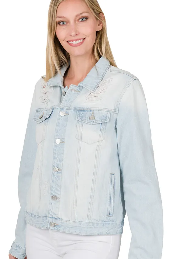 Light Distressed Denim Jacket