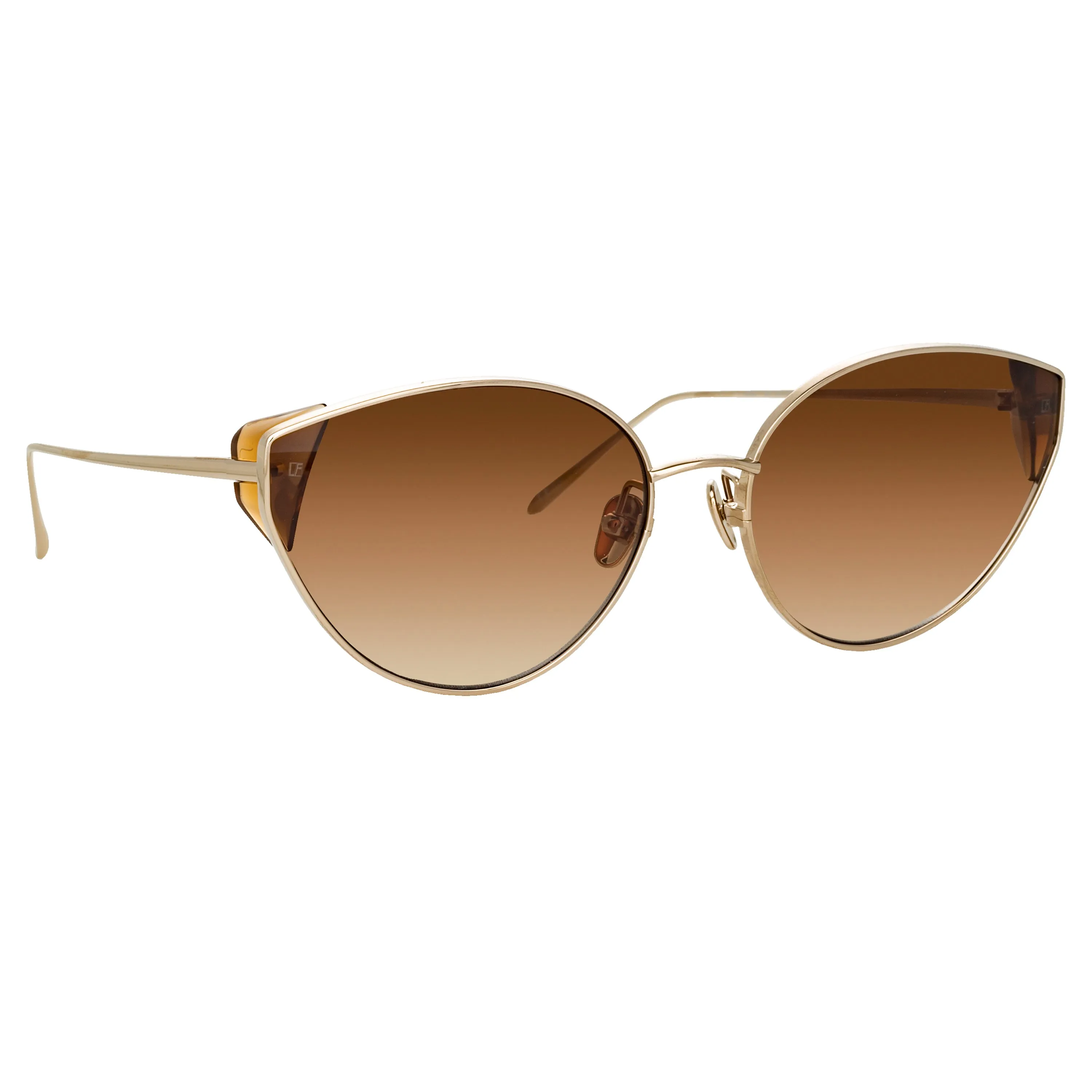 Liv Cat Eye Sunglasses in Light Gold and Brown