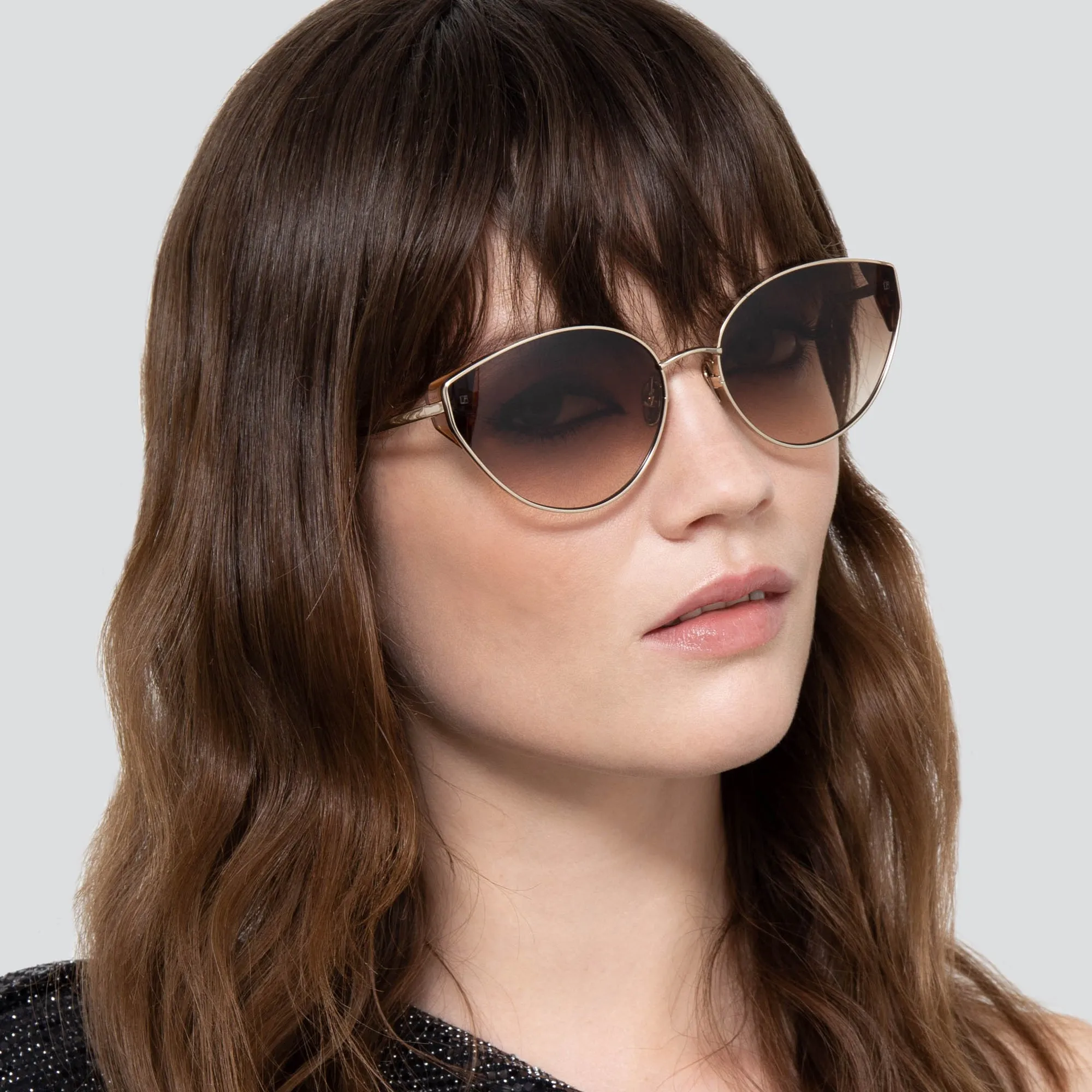 Liv Cat Eye Sunglasses in Light Gold and Brown