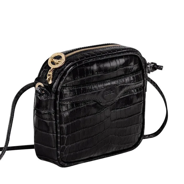 Longchamp - 1980 Croco Cross Body Bag in Black