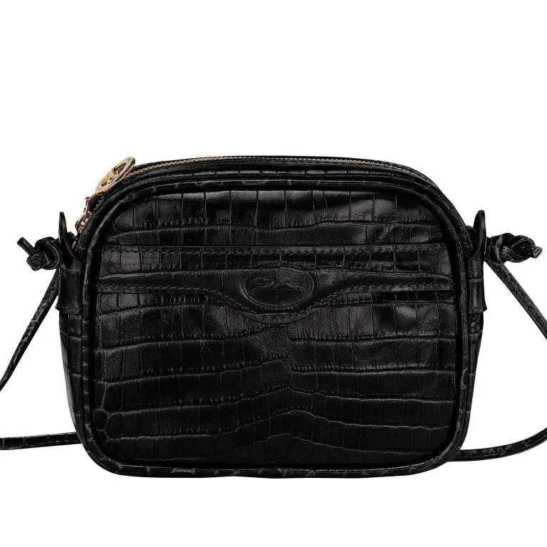 Longchamp - 1980 Croco Cross Body Bag in Black