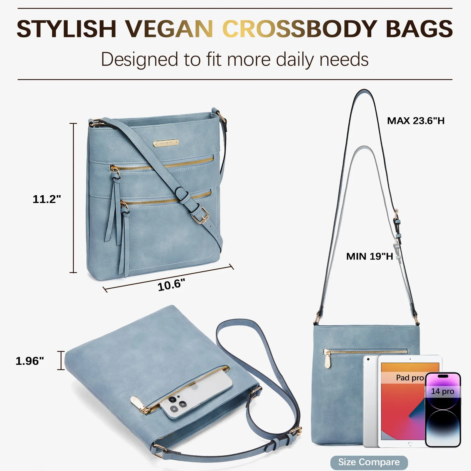 Lotty Chic and Versatile Vegan Leather Casual Satchel Bag - Crossbody Shoulder Bag Purse