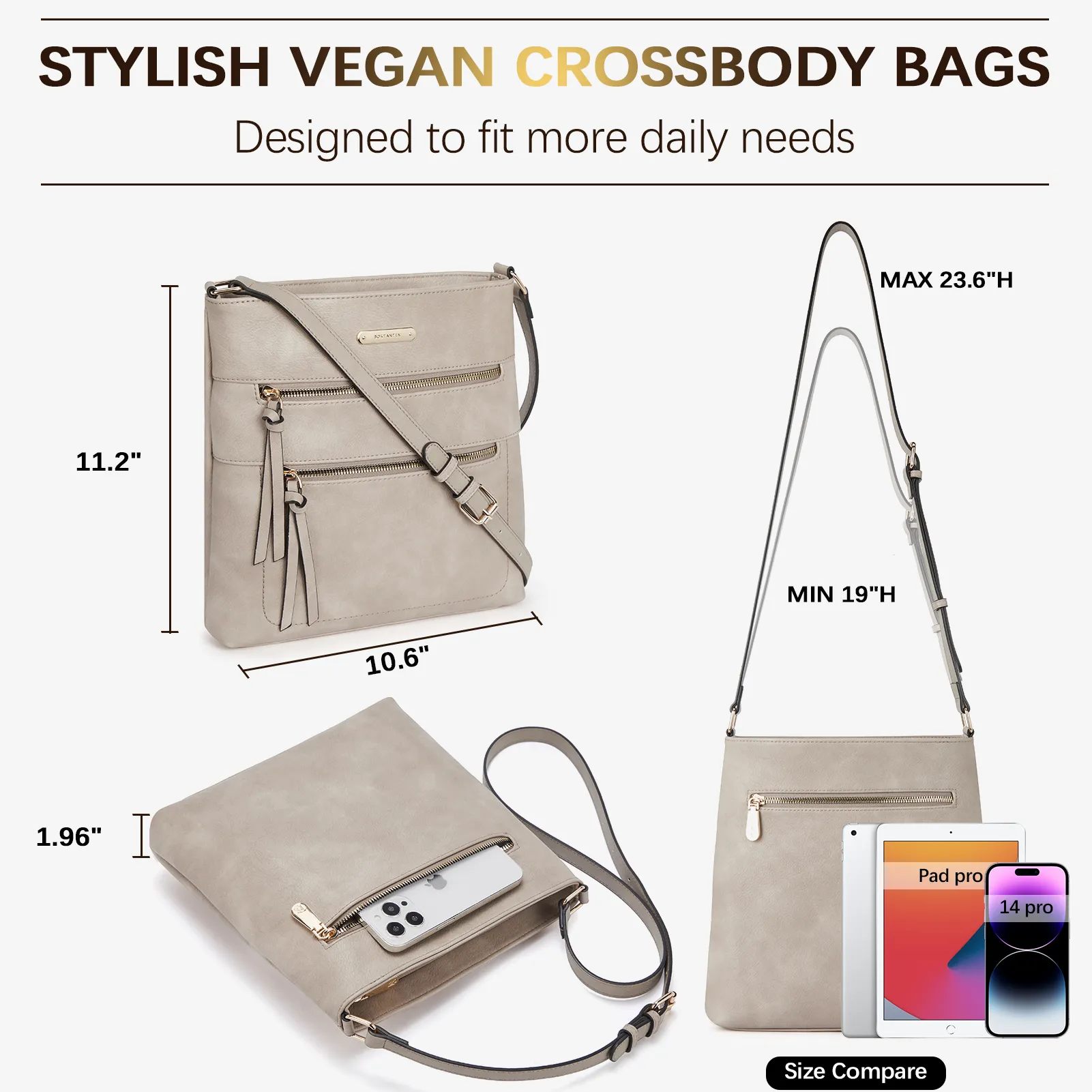 Lotty Chic and Versatile Vegan Leather Casual Satchel Bag - Crossbody Shoulder Bag Purse