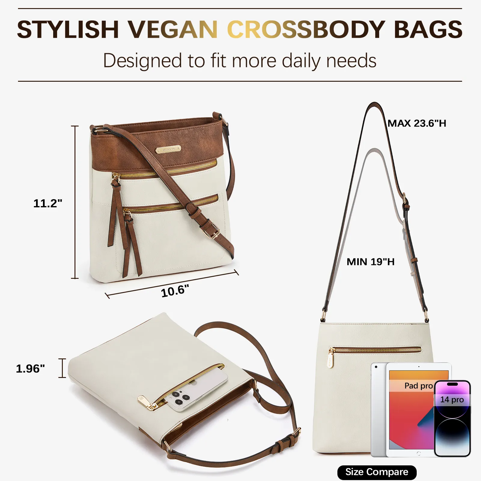 Lotty Chic and Versatile Vegan Leather Casual Satchel Bag - Crossbody Shoulder Bag Purse