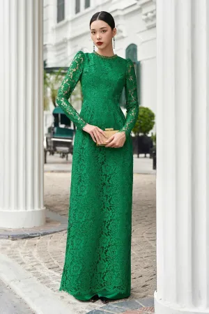 Lumina Straight Stone Silk Lace Floor Length Ao Dai