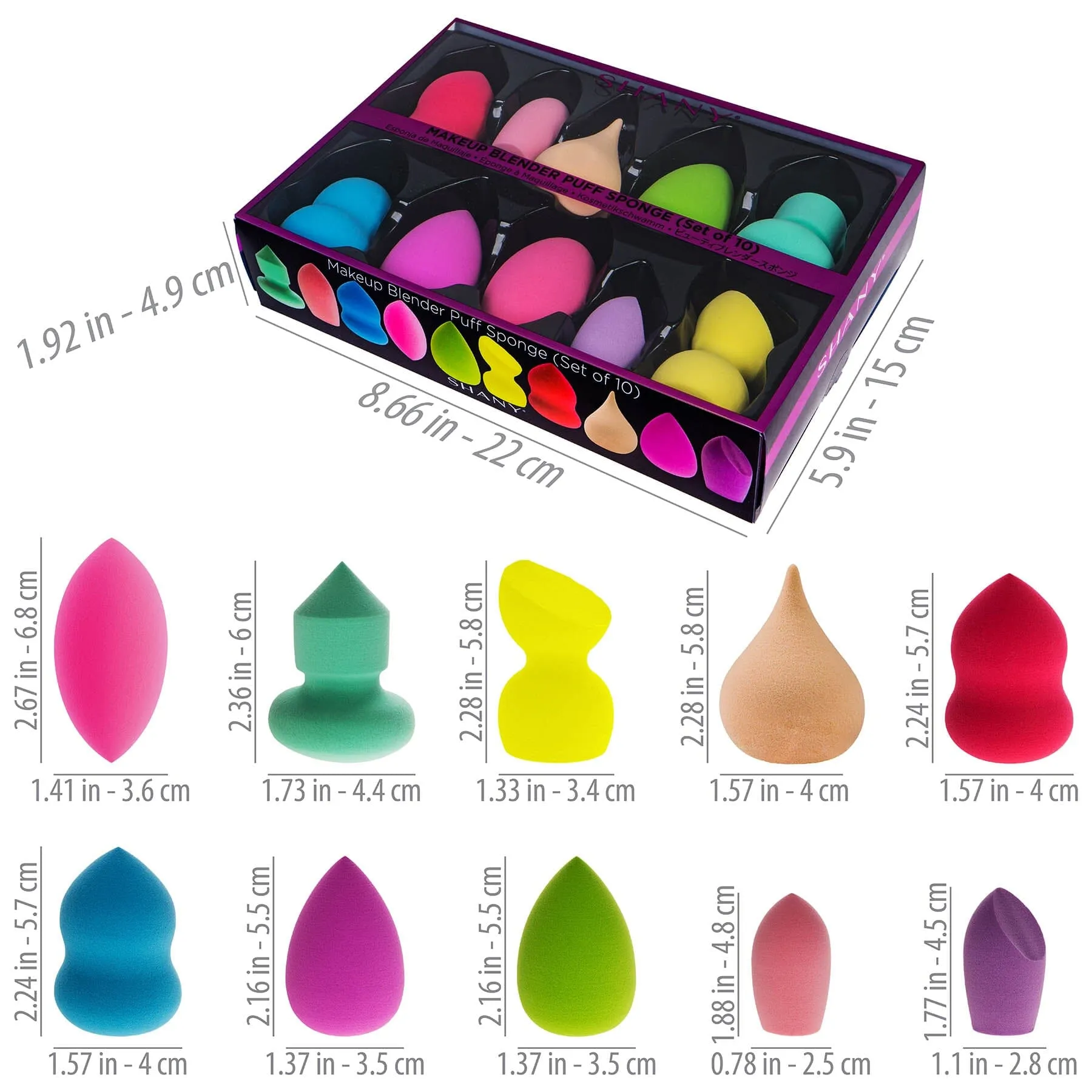 Makeup Blender Puff Sponge Set of 10 Latex-free Sponges