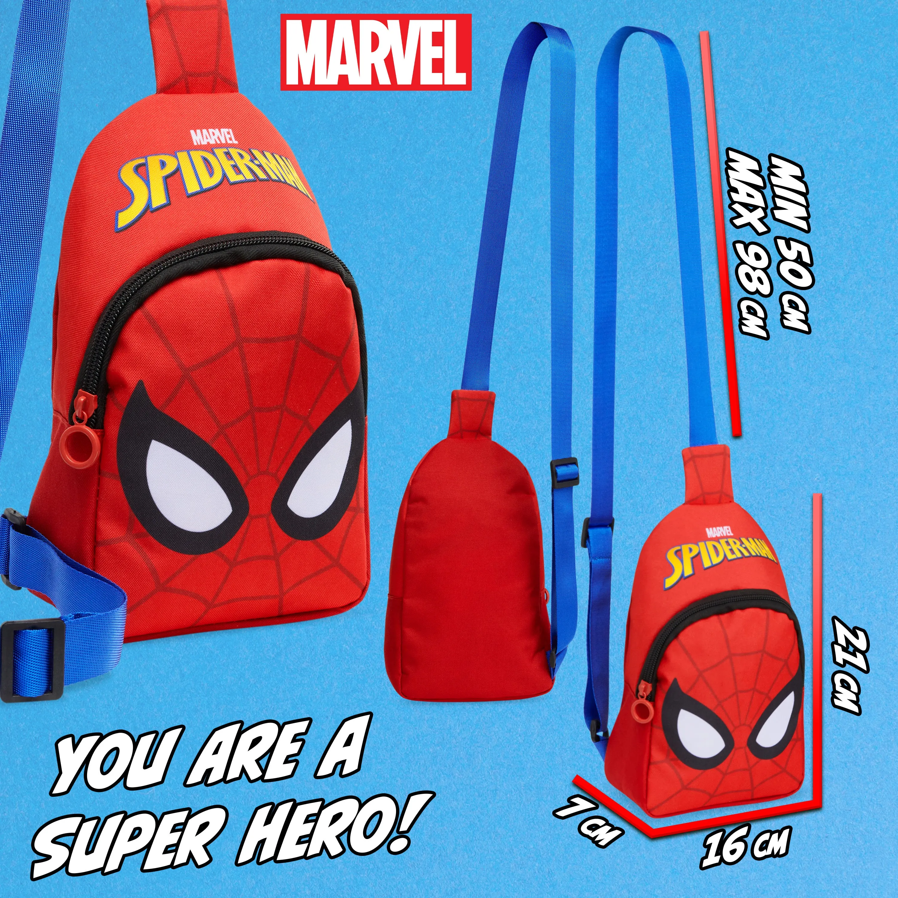 Marvel Spiderman Boys Crossbody Bag with Adjustable Strap