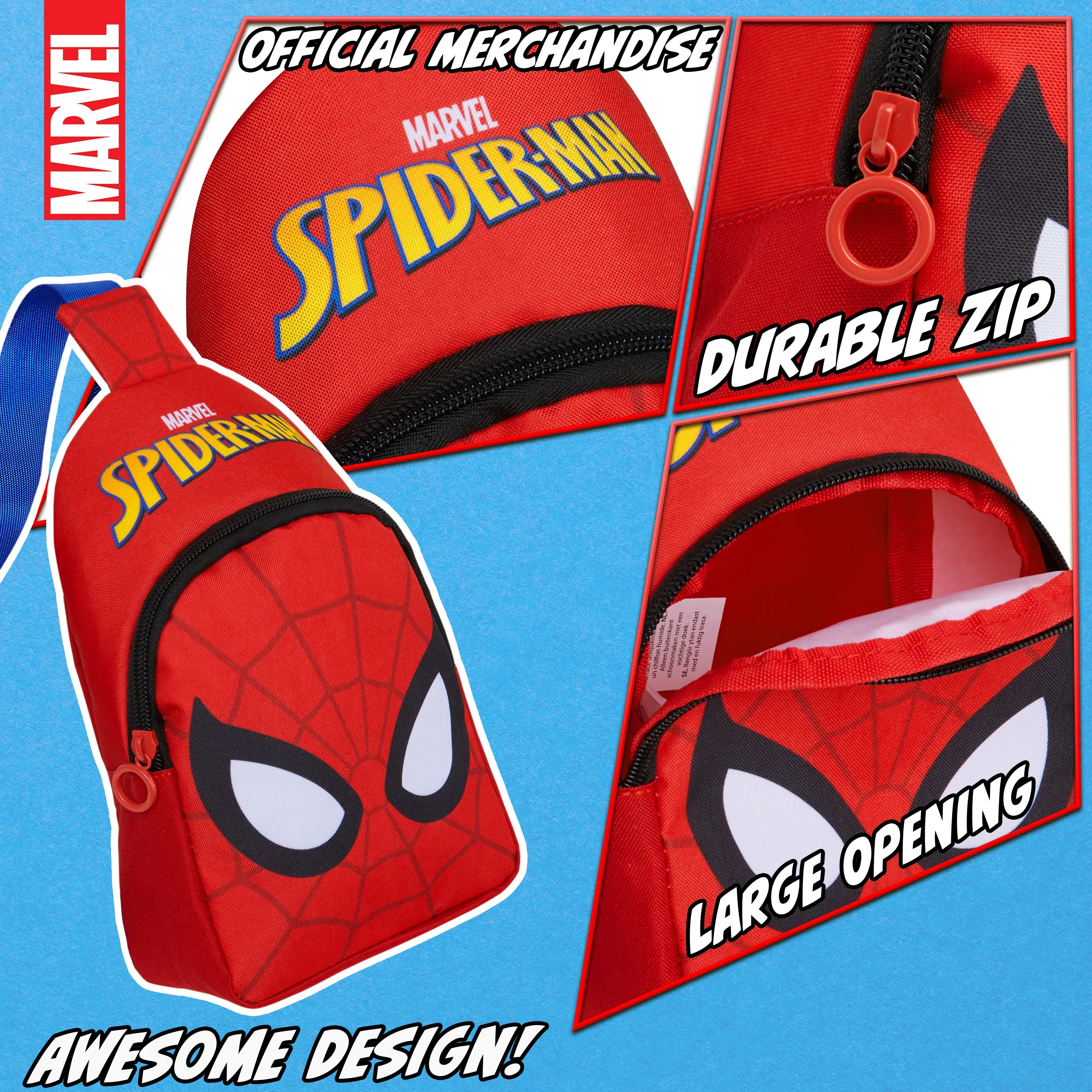 Marvel Spiderman Boys Crossbody Bag with Adjustable Strap