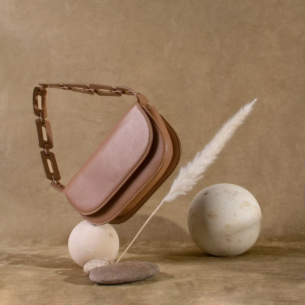 Melie Bianco Inez Taupe Recycled Vegan Shoulder Bag Pre-Order