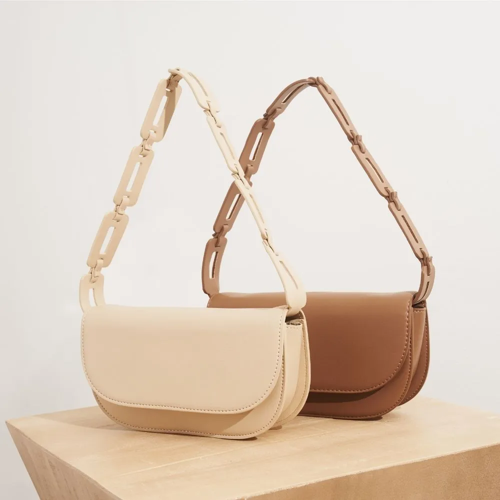 Melie Bianco Inez Taupe Recycled Vegan Shoulder Bag Pre-Order