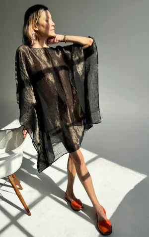 Metallic boatneck caftan