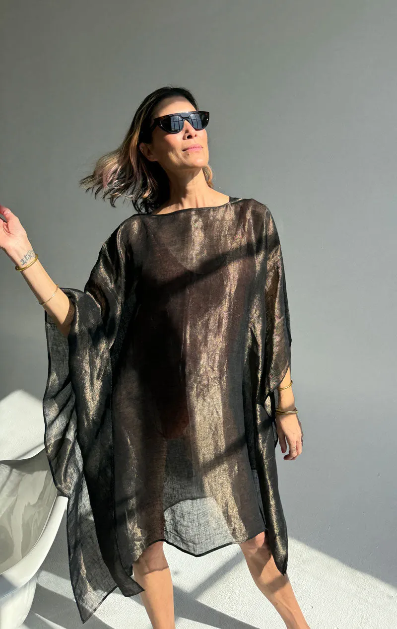 Metallic boatneck caftan