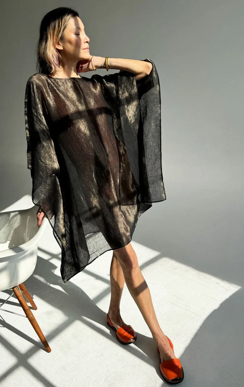 Metallic boatneck caftan