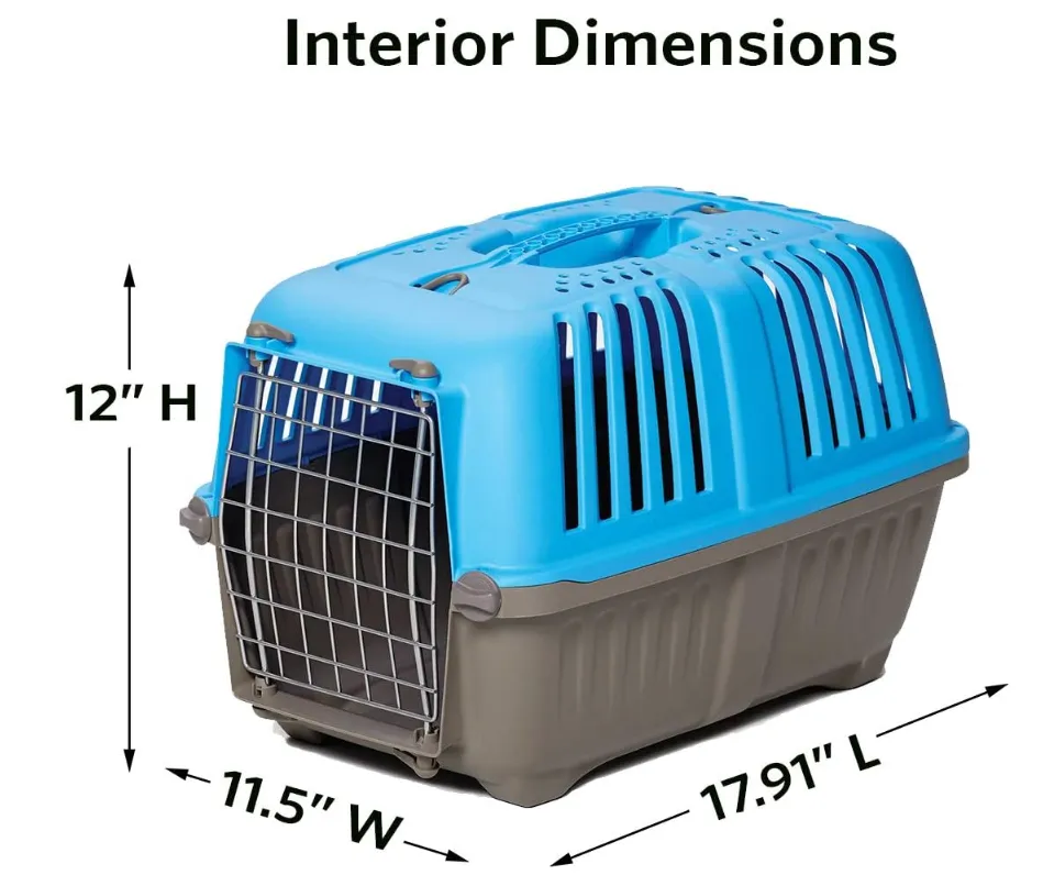 MidWest Pet Carrier: Hard-Sided Small Animal Carrier for Tiny Dog Breeds, Blue Kennel for Quick Trips