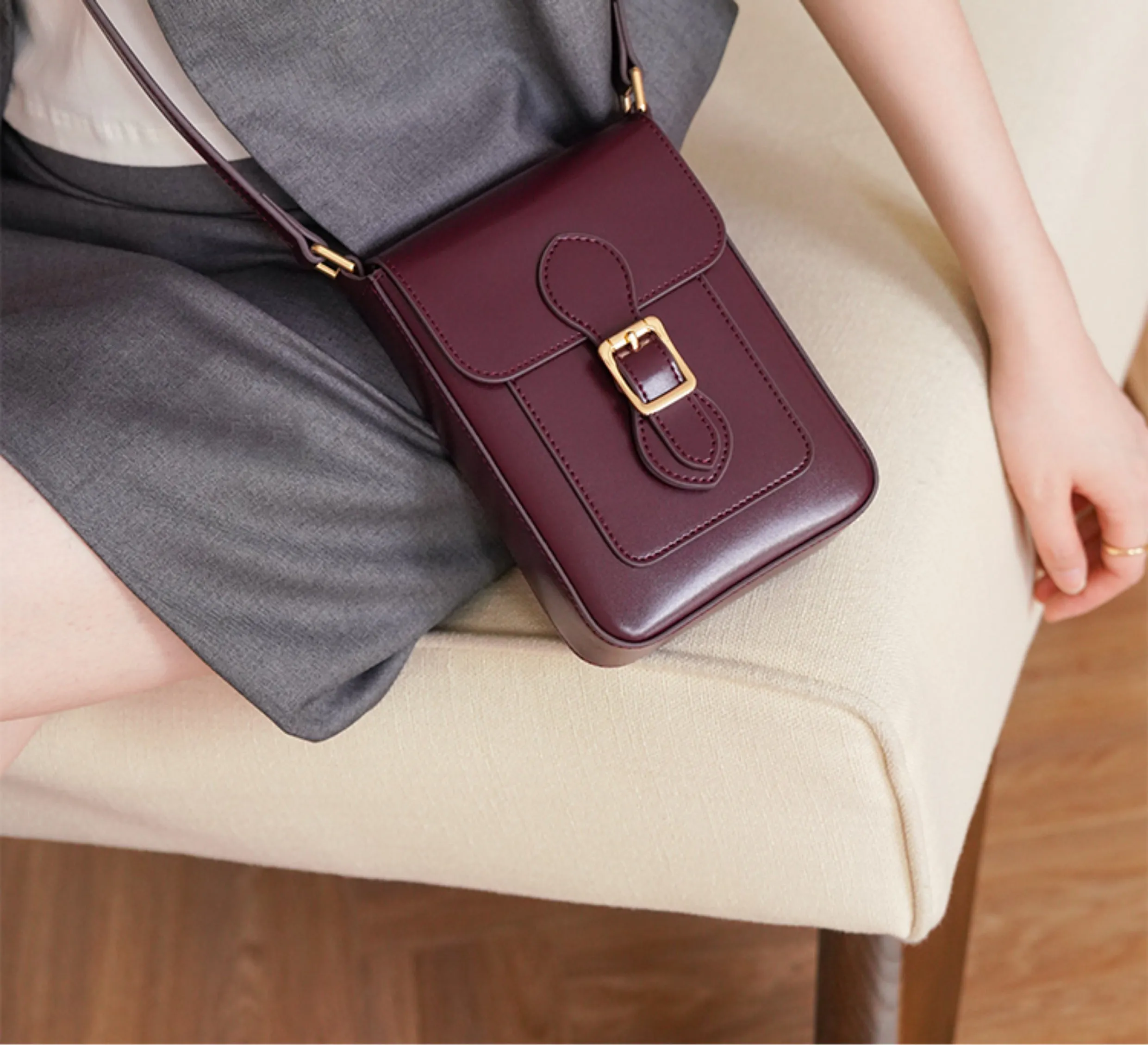 Mini Crossbody Bags For Women Brown Leather Shoulder Purse