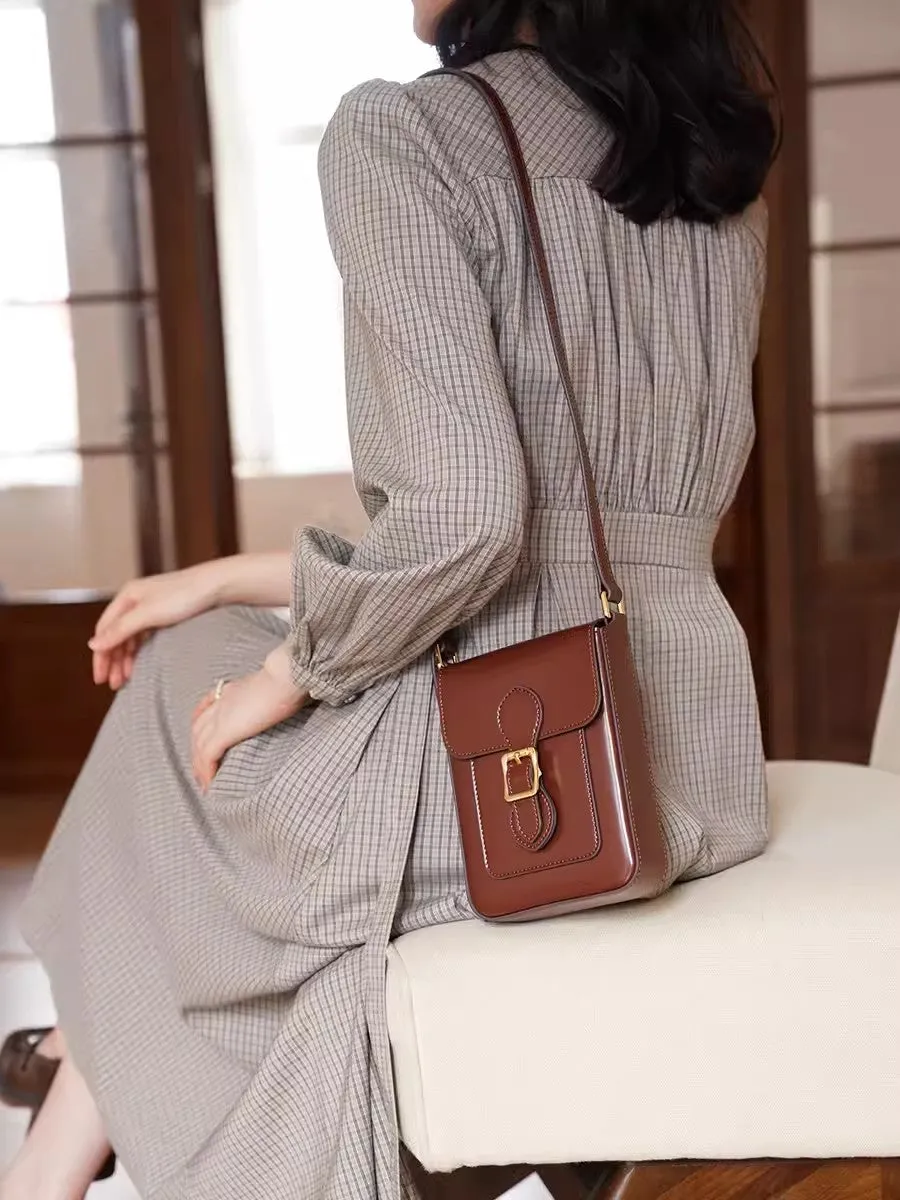 Mini Crossbody Bags For Women Brown Leather Shoulder Purse