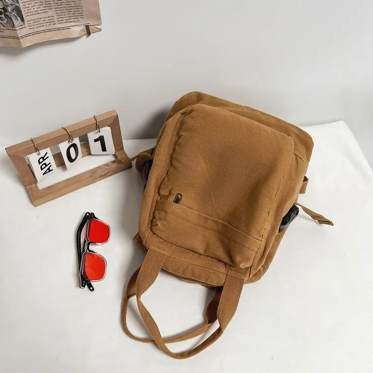 Minimalist Canvas Backpack Vintage School Backpack