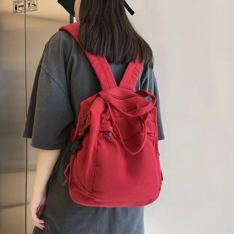 Minimalist Canvas Backpack Vintage School Backpack