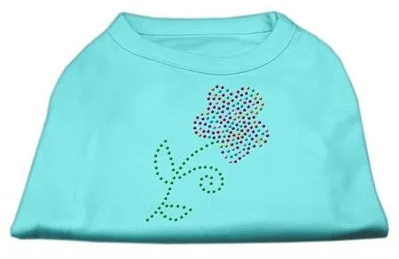 Multi-Colored Flower Rhinestone Shirt Aqua XL (16)