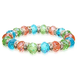 Multi-Colored Gorgeous Glass Bracelet with Cubic Zirconia Crystals