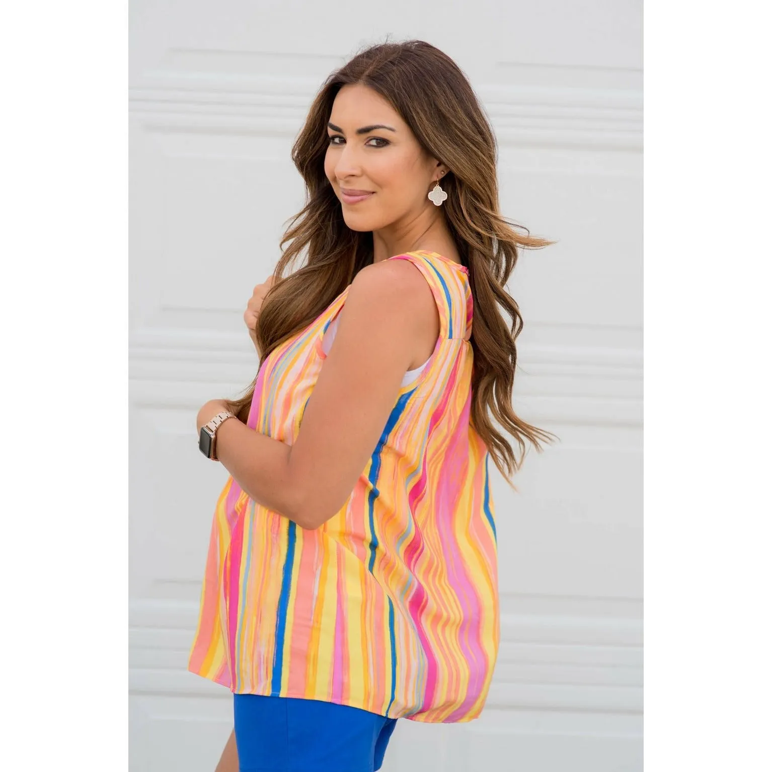 Multi Colored Vertical Striped Tank Top