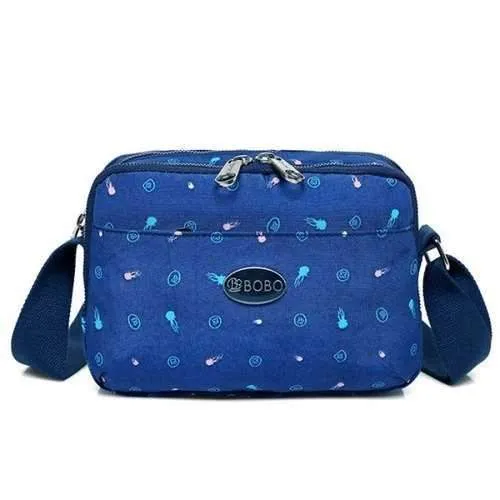 Multi Zips Print Crossbody Bag - Deep Blue