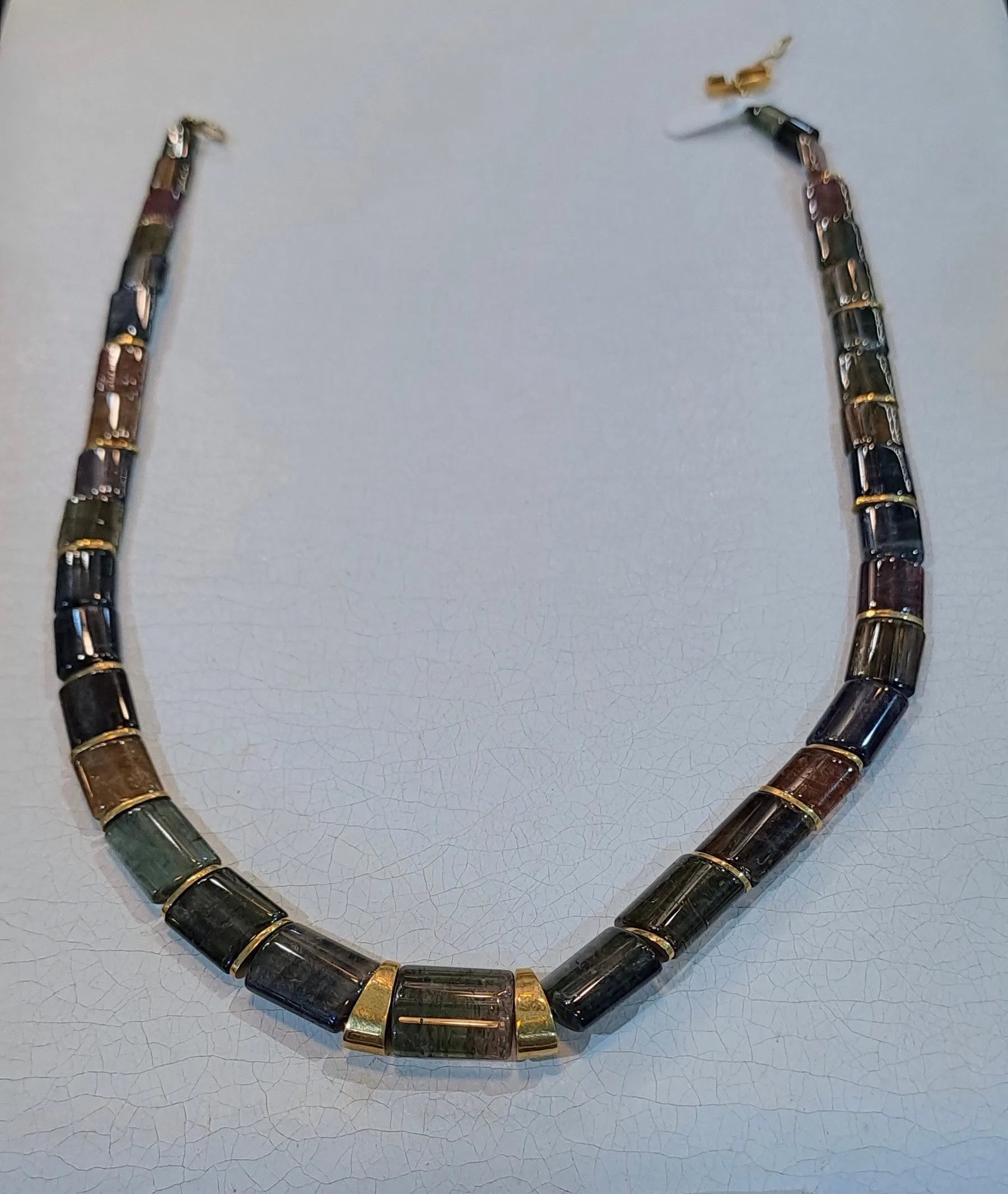 Necklace in 18k gold and multi color tourmalines