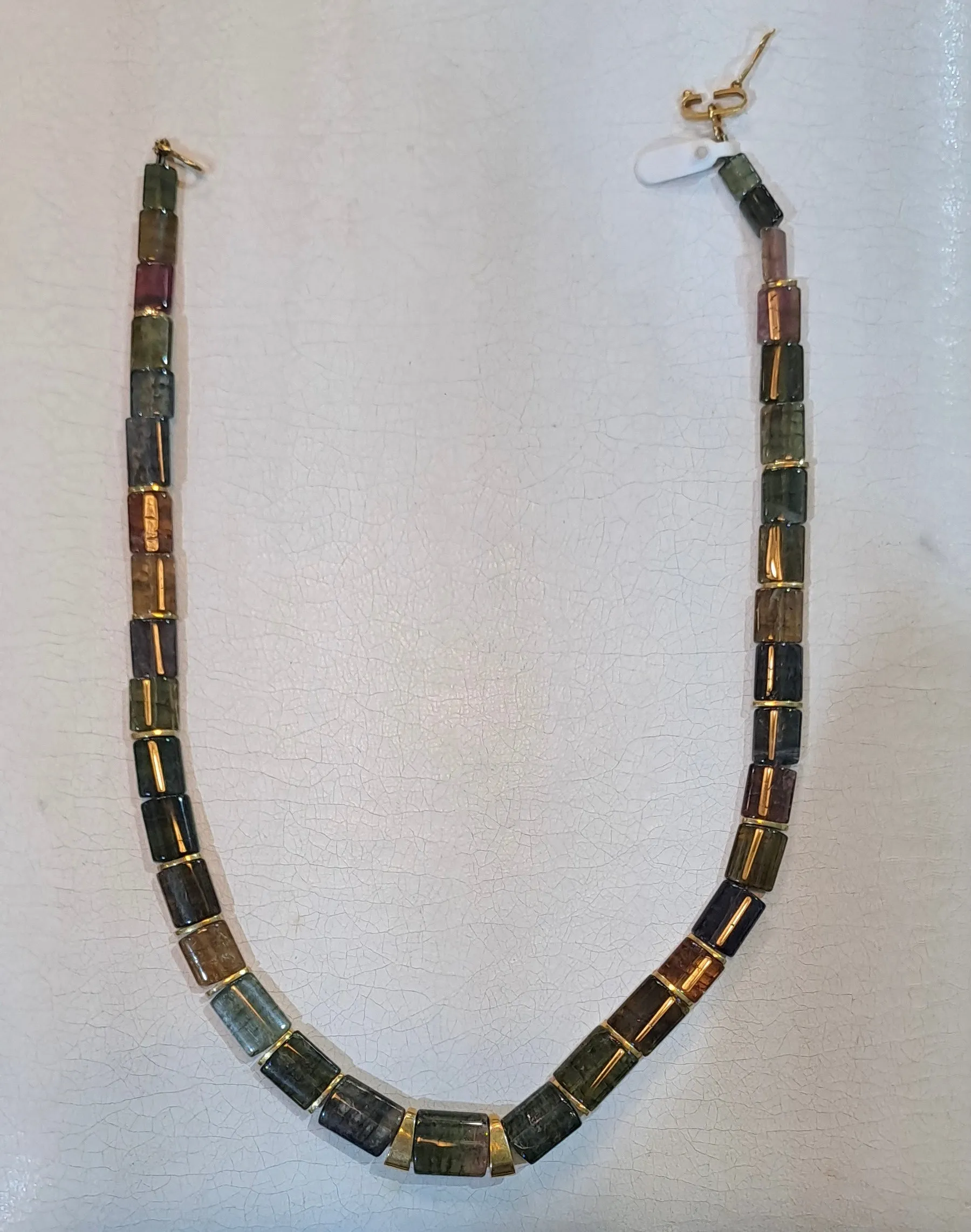 Necklace in 18k gold and multi color tourmalines