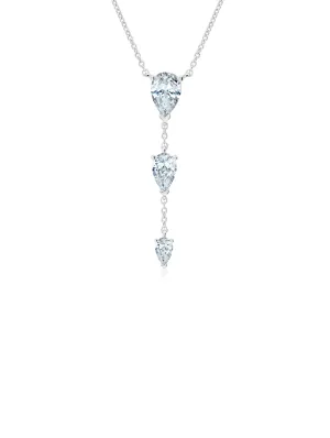 Opulent Drop 16'' Necklace With Three Pear Cut Stones