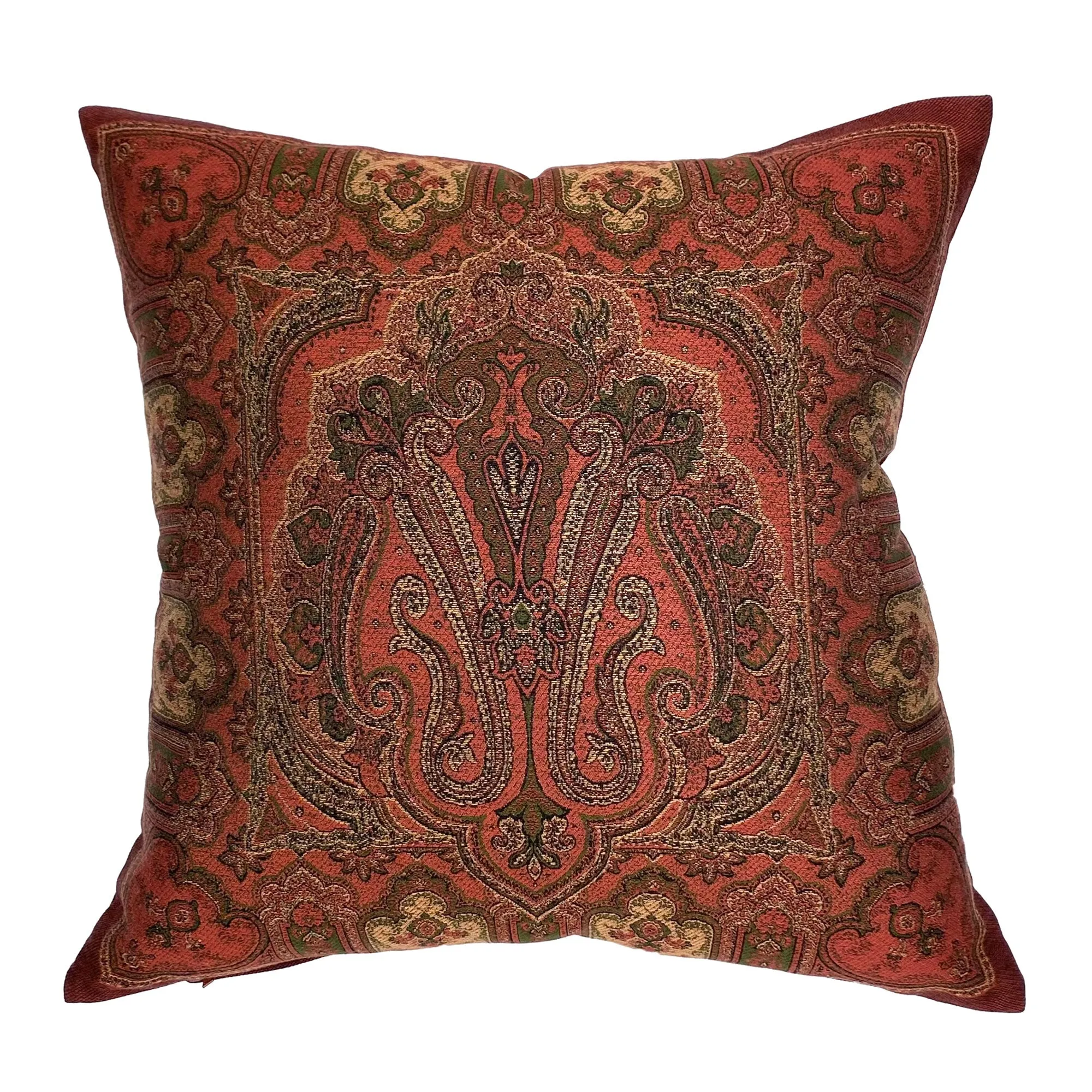 Opulent Red Damask Throw Pillow Cover 20x20