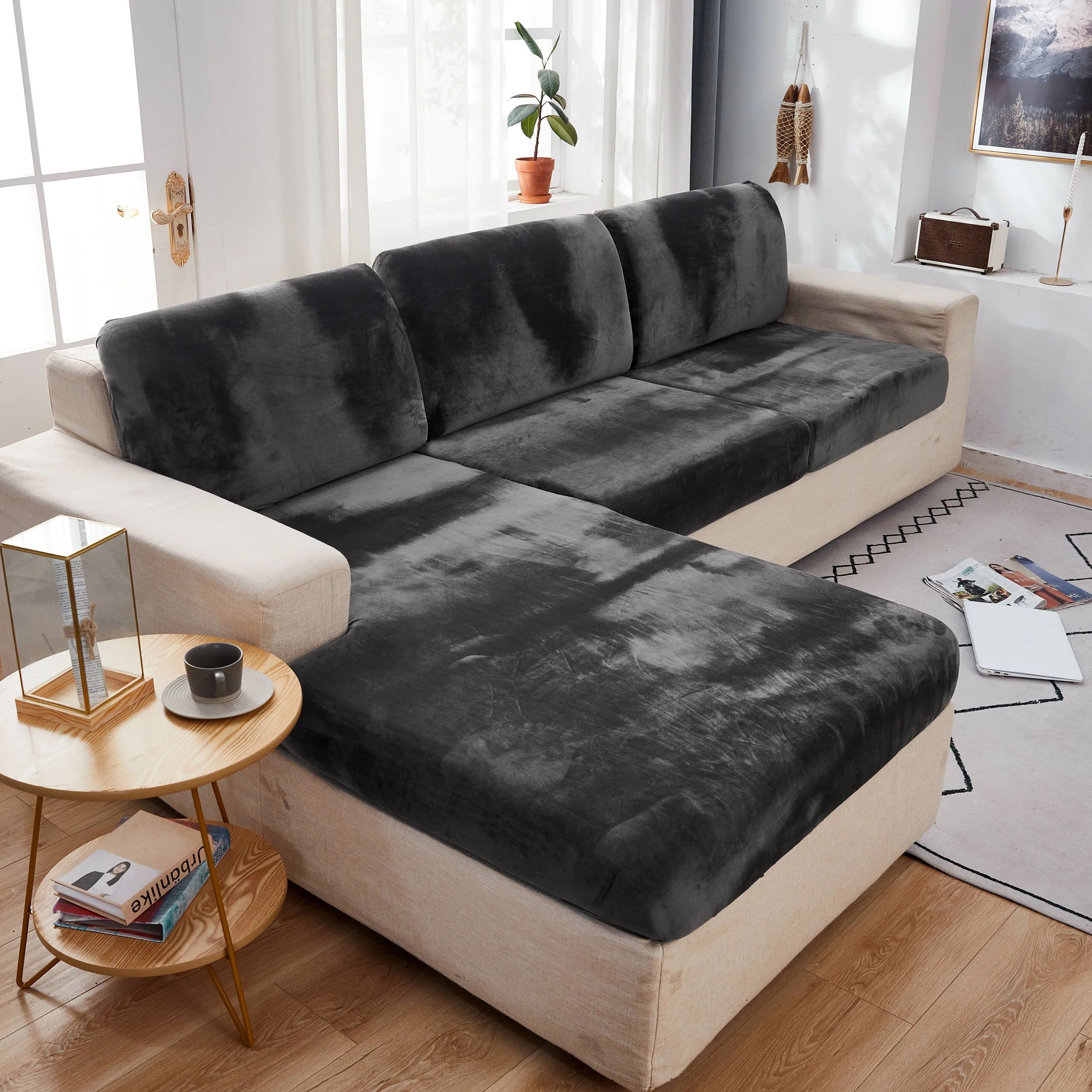 Opulent Velvet Sectional Sofa Cover