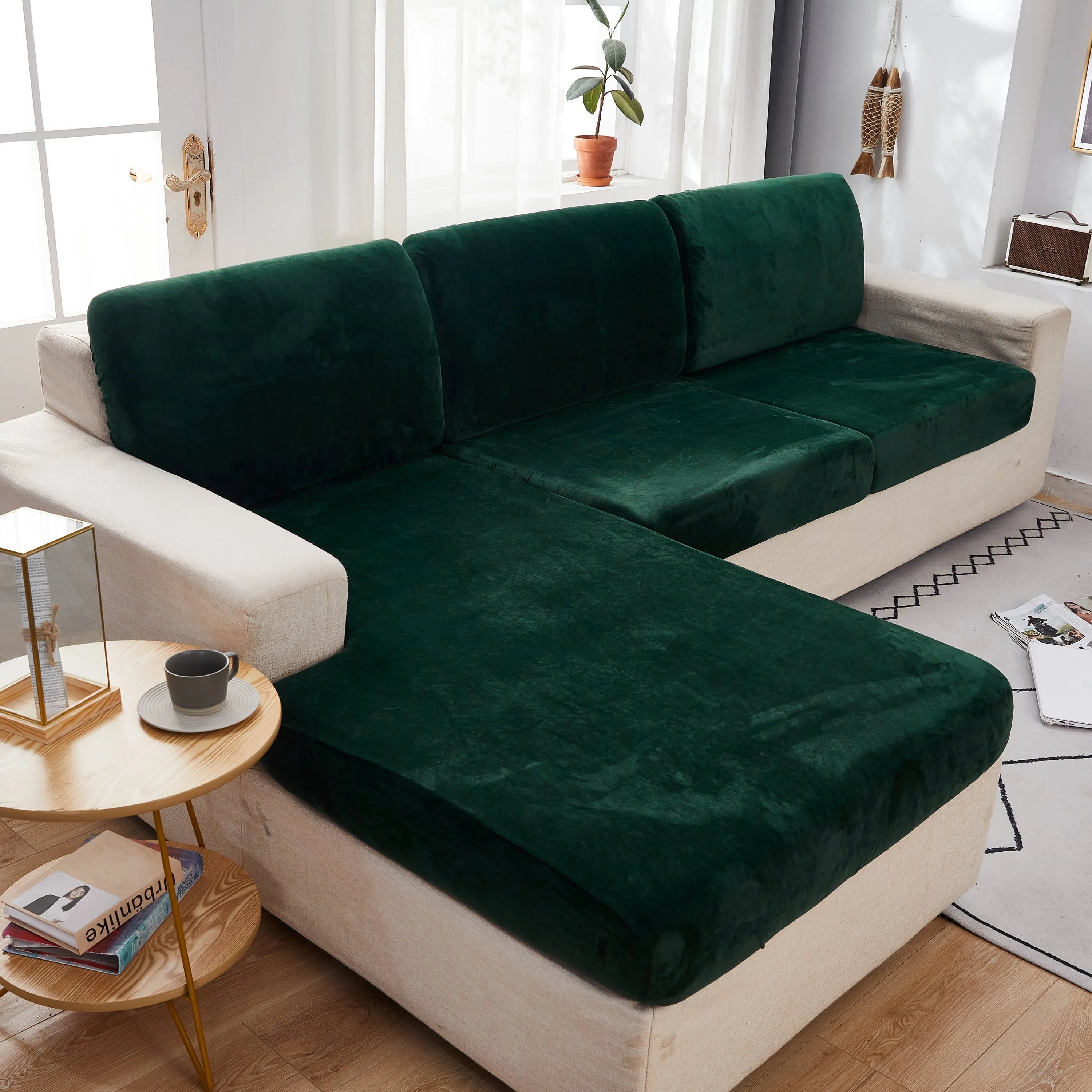 Opulent Velvet Sectional Sofa Cover