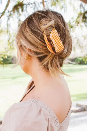 Orange Checkered Claw Clip