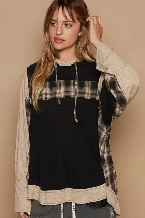 Oversize Plaid Hood Top